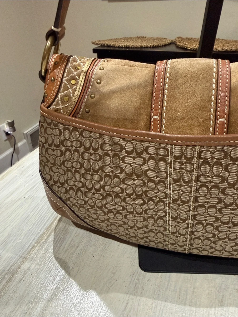 Rare Vintage Y2K Coach SoHo Renaissance Bohemian Patchwork Buckle Flap Bag